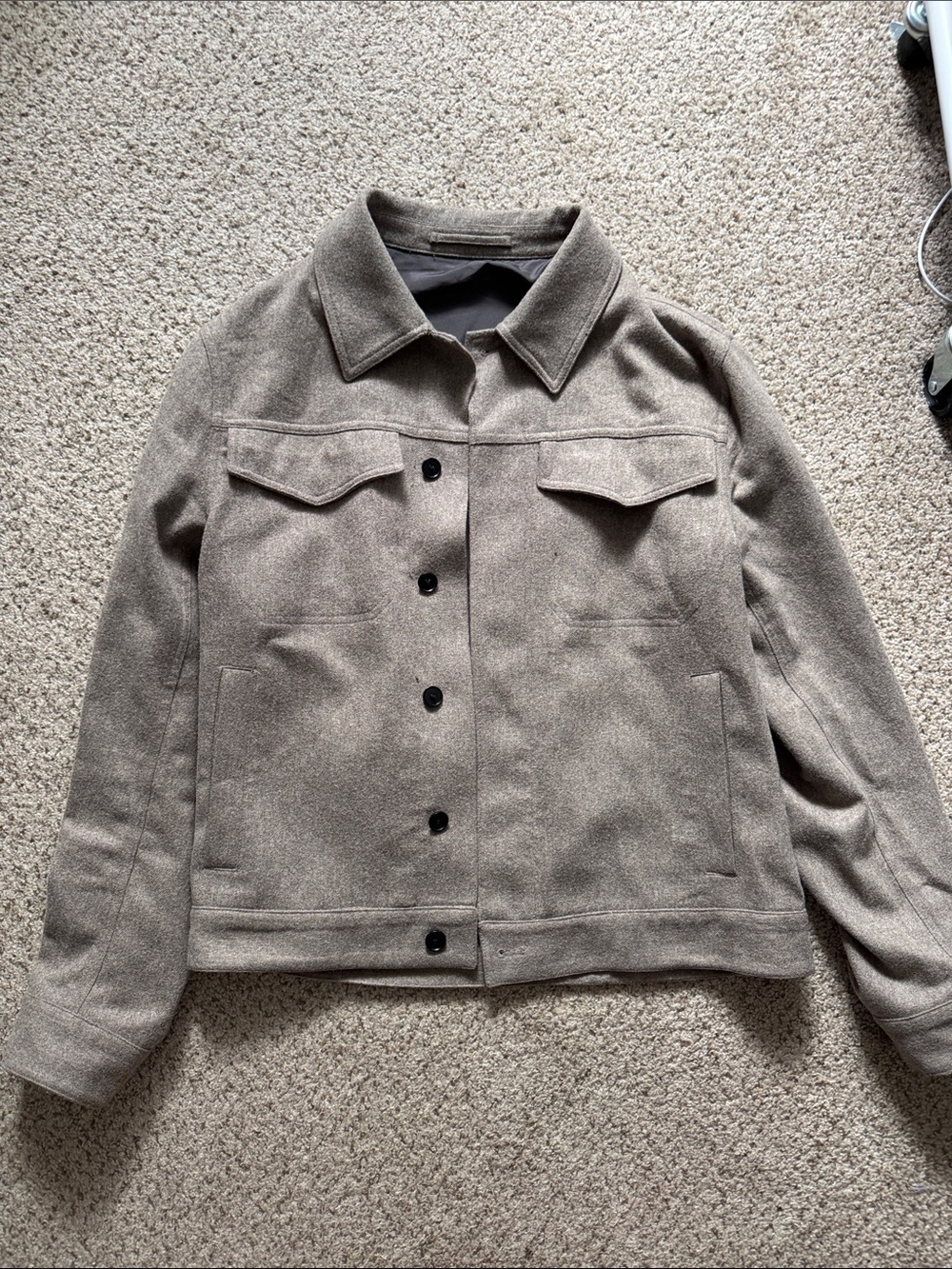 Massimo Dutti Gray/Tan Wool-Blend Jacket